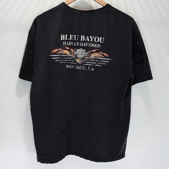 Harley Davidson Monroe AL Y2K Retro Shirt Black Live To‎ Ride Eagle Size Large - Picture 4 of 6